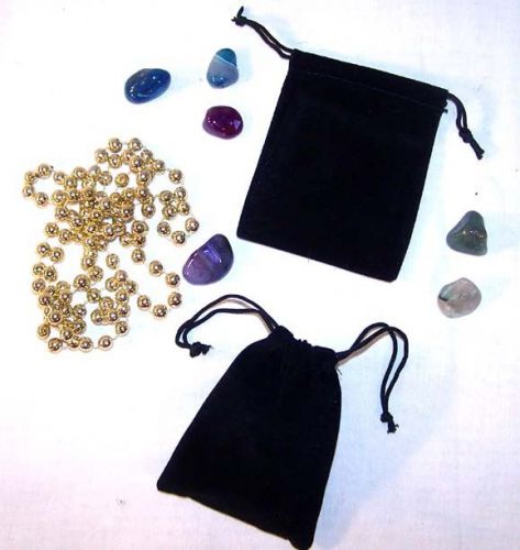 100 LG BLACK VELVET JEWELRY STORAGE BAGS jewelry stones DRAW STRING BAG felt new