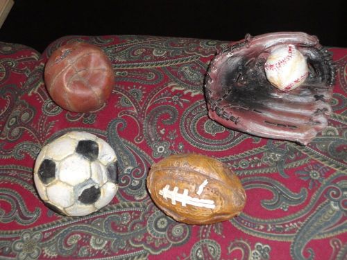 4 Piece Vintage Nostalgic Stone Resin Sports Balls Desk Table Decor