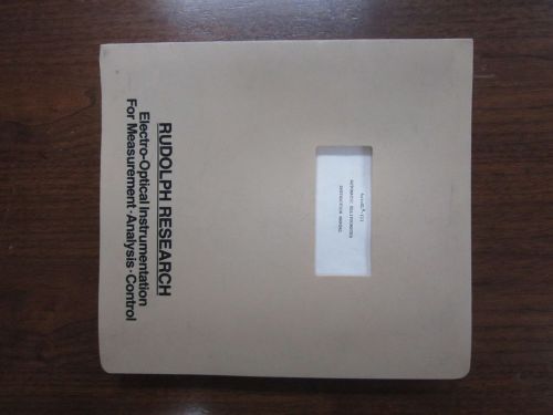 Rudolph AutoEL Automatic Ellipsometer  technical manual