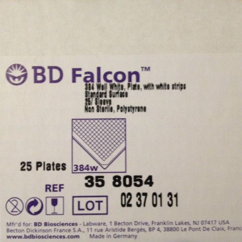 BD Falcon 358054 384-Well White Plate with white Stripes, 25 Plates