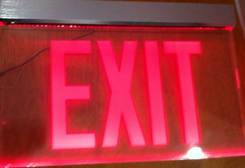 Lighted Exit Sign Lighting Clear With Red Letters Works EUC