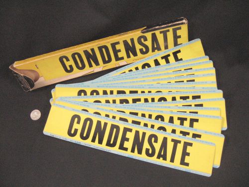 Opened bx pipe markers sticker brady 13 cards condensate 2 1/4&#034; x 14&#034; blk on yel for sale
