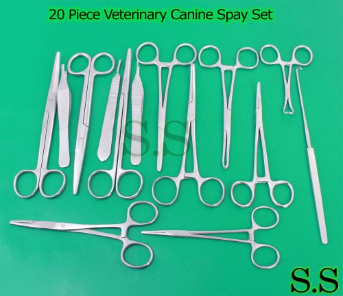 20 Piece Veterinary Canine Spay Set Kit Pack Dog surgical