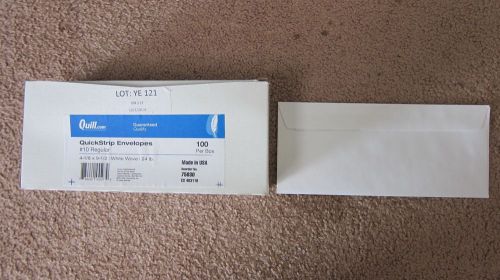 Quill QuickStrip Envelopes #10 Regular 4-1/8 x 9-1/2 White Wove (100/Box)