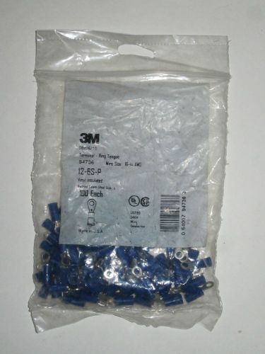 New 100 pack 3m 94736 blue vinyl ring terminals 16-14 awg #6 stud for sale