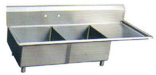 Stainless Steel 57&#034; X 24&#034; (2) Two Compartment Sink w Right Drainboard