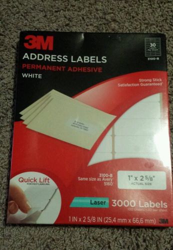 3M Address Label 3000 / Pack - White ( 3100-B ) 1&#034; X 2 5/8&#034;  Laser