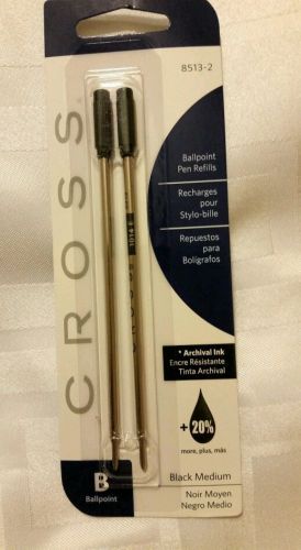 2 Pack of Cross Black Medium Ballpoint Pen Refills Item # 8513-2 Bonus 20% more
