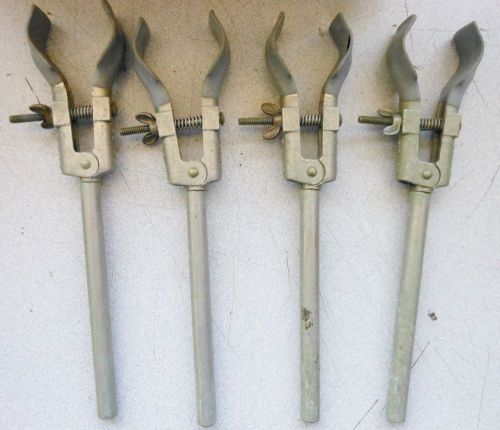 Fisher - collection of four (4), used, large, 2-fingered lab clamps
