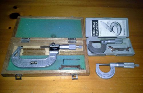 Lot of 3 micrometers (2 nsk 1 national) 2 japanese 1 u.s.a. made for sale