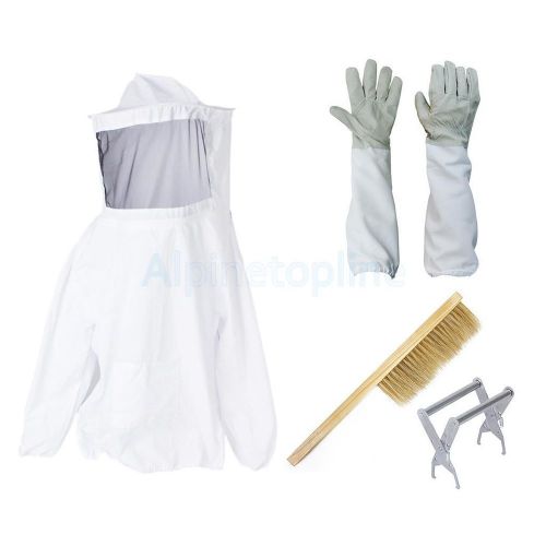 Beekeeping set veil smock dress+ hive frame holder+ bee brush+ goatskin gloves for sale