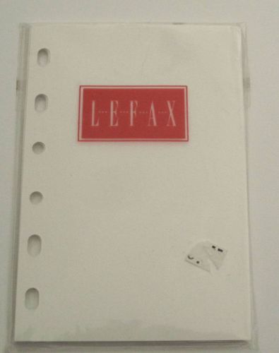 Lefax White Unruled  Planner Refill Pages 4 or 6 Ring 3 1/4 x 4 3/4