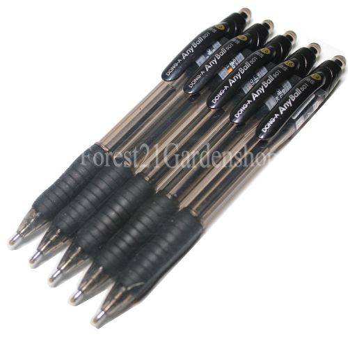 x5 Dong-A Soft Rubber Grip Anyball 501 Ballpoint pen 1.6mm - Black (5 Pcs)