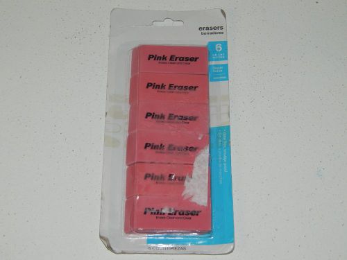6 count super value latex free smudge free pink erasers for sale