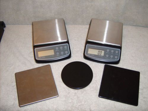 (lot of 2) high precision digital 6lb back-lit scales with extra stainless trays for sale