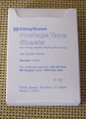 Genuine  Pitney Bowes Postage Tape Sheets 612-0 /Qty 150 Double Sheets 4x6