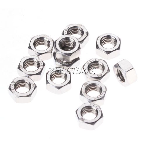 New 12Pcs M6 x 1 Stainless Steel Hex Nut Right Hand Thread