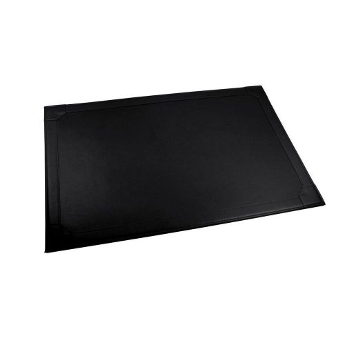 LUCRIN - Desk pad with border 23.8 x 16 inches - Smooth Cow Leather - Black