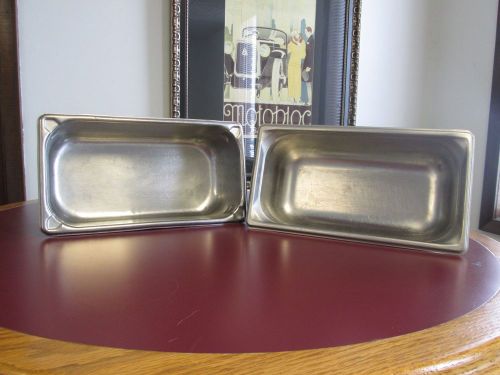 LOT OF (2) STAINLESS STEEL STEAM TABLE PANS - 1/3 - SHALLOW - NO RESERVE -GREAT