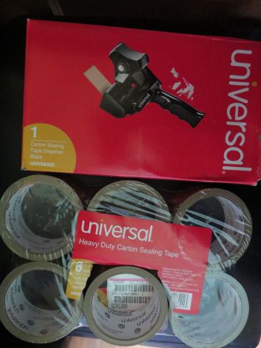 Universal Heavy Duty Carton Sealing Tape &amp; Dispencer 6pk #UNV-88000   UNV-63001