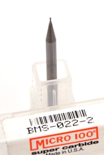 Micro 100 super carbide bms 022-2 end mill ball nose new for sale