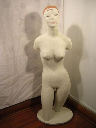 Vintage Mannequin White Burlap 3/4 Body Female 50&#034;