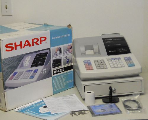 Sharp xe-a203 a3xea203u pos electronic cash register unit w/keys &amp; manual for sale