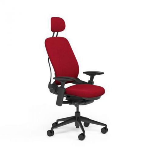 Steelcase adjustable leap desk chair headrest rouge red buzz2 fabric black frame for sale