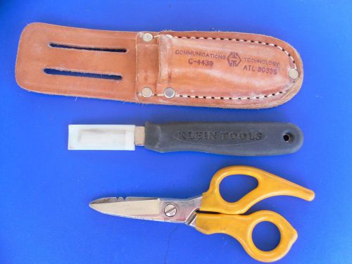 Klein 44200 cable splicing knife and fluke network scissors and  pouch for sale