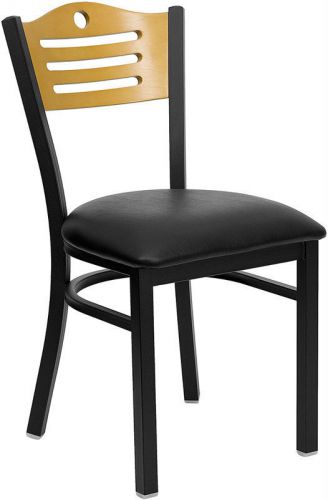 NEW RESTAURANT METAL CHAIRS Wood Back w/Black padded seat, They Last Forever