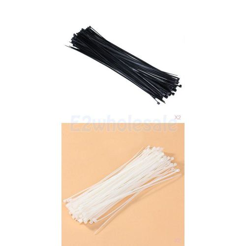 400x White + Black 7.7&#034; Network Cable Wire Ties Strap Zip Nylon Cords Kit