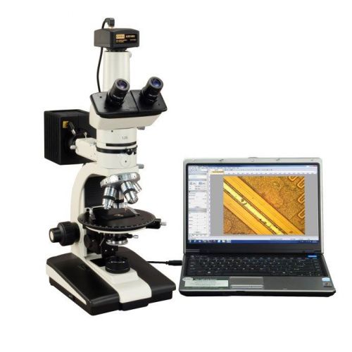 Omax 50x-787.5x ore polarizing trinocular microscope+dual lights+14mp usb camera for sale
