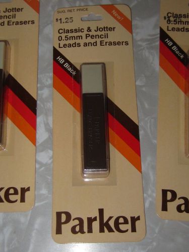 4 pks. Vintage Parker 0.5mm Pencil Lead &amp; Erasers mint Classic Jotter USA Made