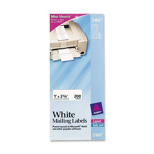 Avery mini-sheet label - 1&#034; width x 2.62&#034; length - 200 / pack - (ave2160) for sale