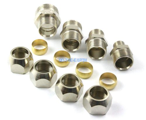 5pcs Brass 12mm to 1/2&#034; BSP Compression Connector Fitting Fuel Gas Hose Coupler