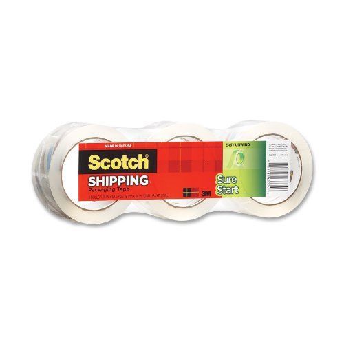Scotch sure start shipping packaging tape  1.88 inches x 54.6 yards  3 rolls (34 for sale