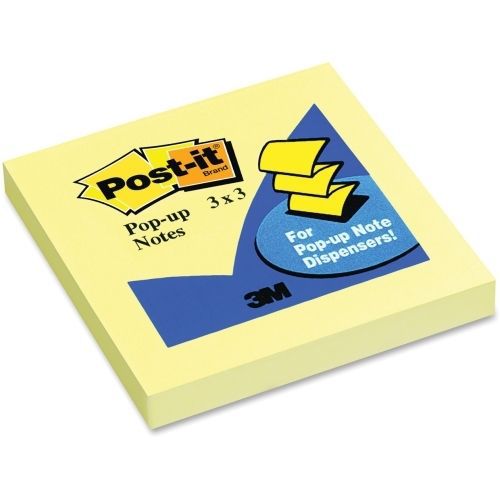 LOT OF 6 Post-it Pop-up Canary Refill Note - 3&#034; x 3&#034; - 100 / Pad - MMMR330YW