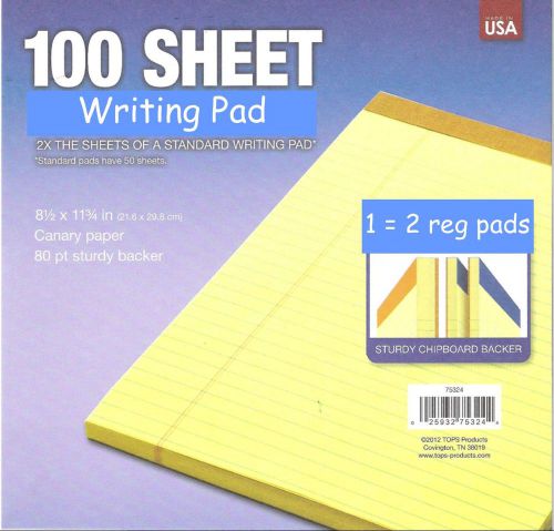 2 pk bonus size pad 8-1/2 x 11&#034; yellow legal note pads lined large 100 sheet usa for sale