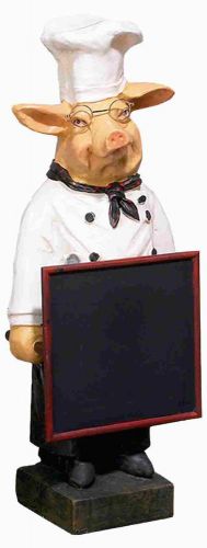 Pig Chef With Menue Blackboard Pig French Fat Chef