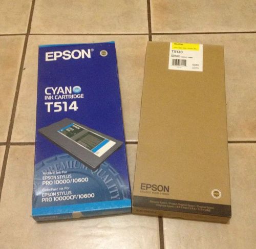 Epson Stylus Pro 10000/10600 (2) Cyan/Yellow Archival Ink Catridges T514/ T512