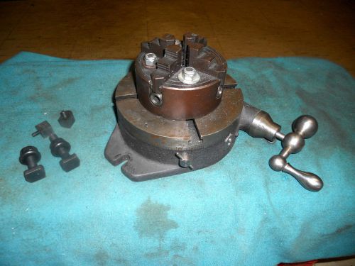 6&#034; Rotary Table with 4&#034; Skinner 4 Jaw Chuck, Nice Table for small Mill or Drill