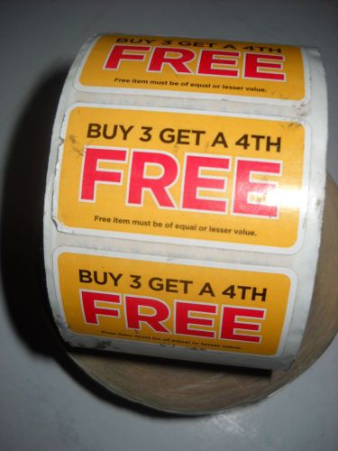 Price labels buy 3 get 4th free  retail business price stickers thick roll