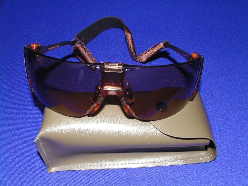AMERICAN OPTICAL BRONZE SAFETY GLASSES WITH CASE &amp; HD ADJUSTABLE STRAP  NEW !!