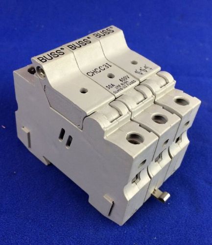 Buss chcc3i fuseholder 30a 600v 3-pole with (3) lp-cc-20 fuses 20a for sale