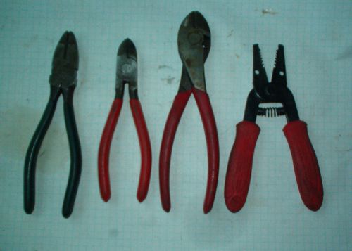useful set of Diamond electrician pliers, Klein stripper, diagonal cutters