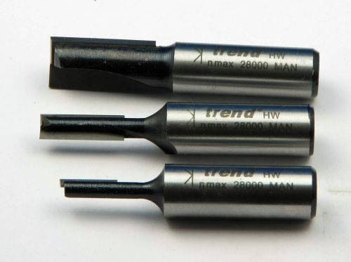 Trend Router Cutter Bit, 1/2&#034; shank, Triple pack, 4.8, 6.35 &amp; 12.7 mm straight