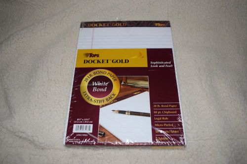 Pack of 3 ~ TOPS Docket Gold Legal Rule Writing Pads Tablets - 8.5&#034;x14&#034; White