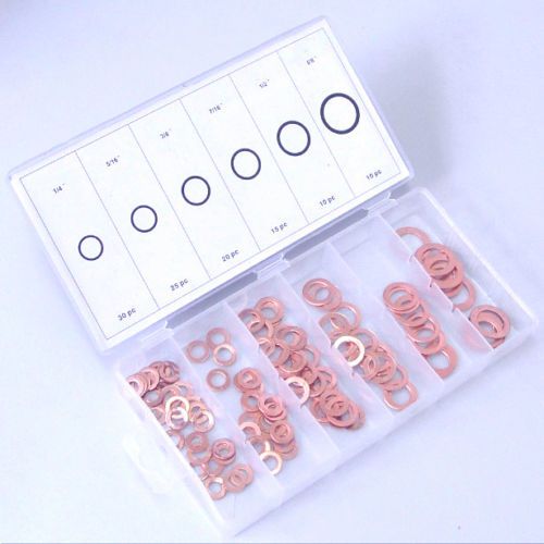 110 Pieces Flat Copper Washers Seals Rings Assortment Hot