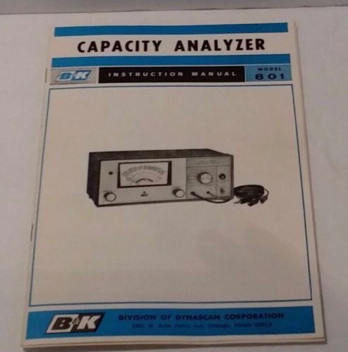 B&amp;K Capacity Analyzer Instruction Manual - Model 801 - Dynascan Corporation