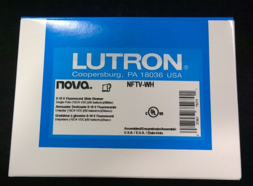 Lutron NFTV-WH Nova 0-10V 60A Fluorescent LED Single Pole Slide-to-Off Dimmer